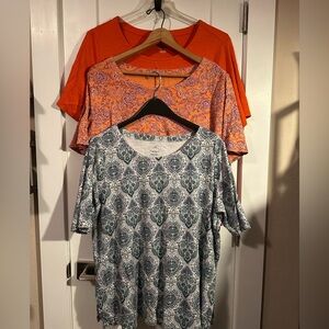 J. Jill Short Sleeve Tops - Orange, Pink, and Gray